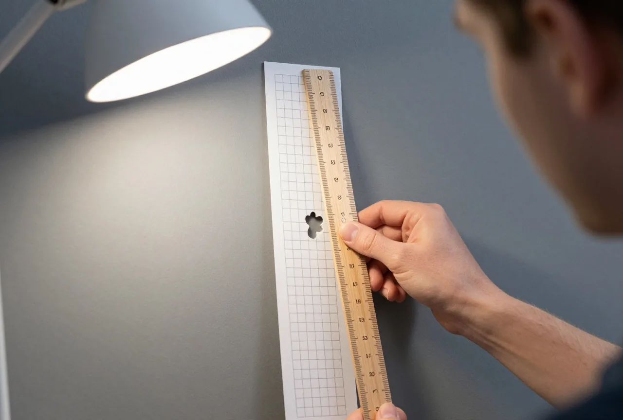 Hand legt ein Lineal entlang einer Spalte eines Rätselgitters, oben zwei Kästchen mit Bleistift umkreist